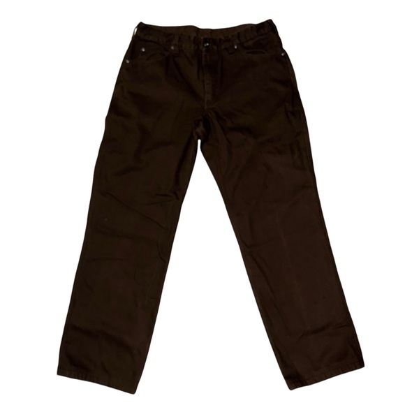 Duluth Trading Co Chocolate Brown Workwear Jeans Pants Men’s 36X32 100% Cotton - Picture 1 of 5